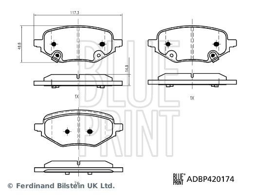 Plaquettes de frein MG BLUE PRINT ADBP420174 frein à disque arrière