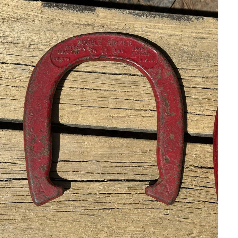 Diamond Double Ringer Red Horseshoe Set Complete Game Set with 4 Horseshoes