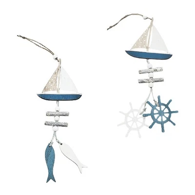 2pcs Ozeanstil Holz Anhänger kreativer Wand Hanging Decor Chic Home Ornament - Bild 1 von 4