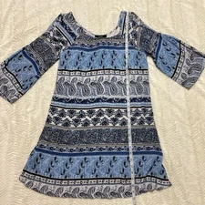 Ladies Beautiful Naïf Small Cold Shoulder Blue/white Short Summer Western Dress