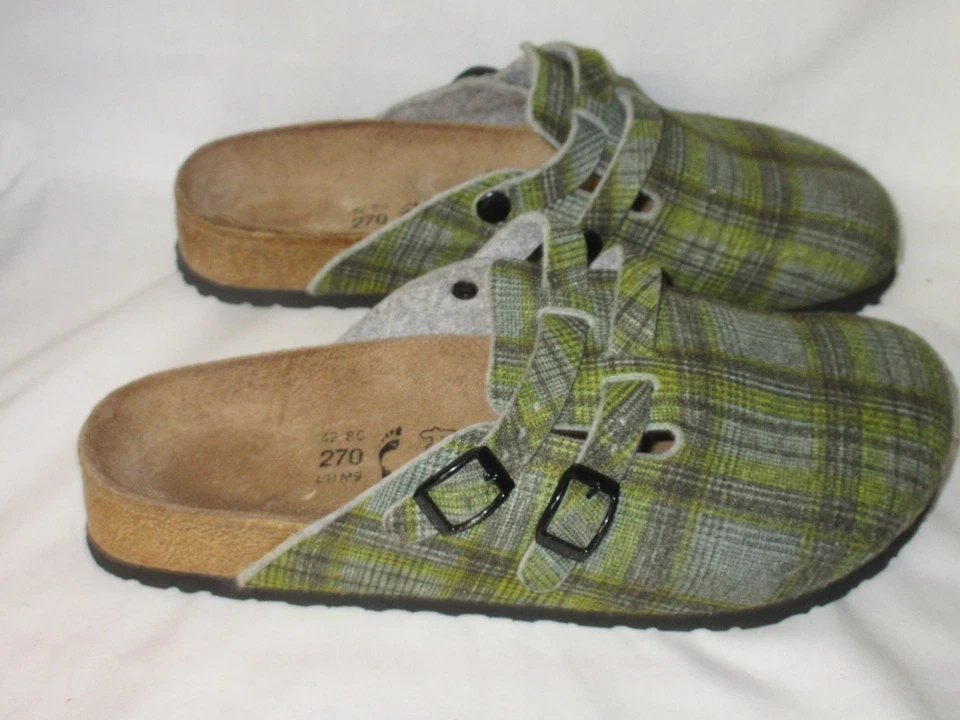 Zapatillas Birki's Mujer Talla 11 Verde Hebilla a Cuadros Logo Informal Cómodo Calzado Foto 3 de 4