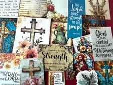 #773 - SMALL FAITH & FLORAL Junk Journal Scrapbooking Kit - 15 Pieces SHIPS FREE
