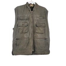 Vintage Banana Republic Green Safari Utility Cargo Packable Hood Vest Men's XL