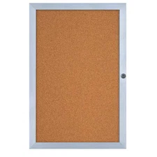 United Visual Products Uveb2436-Satin-Cork Enclosed Cork Bulletin Board