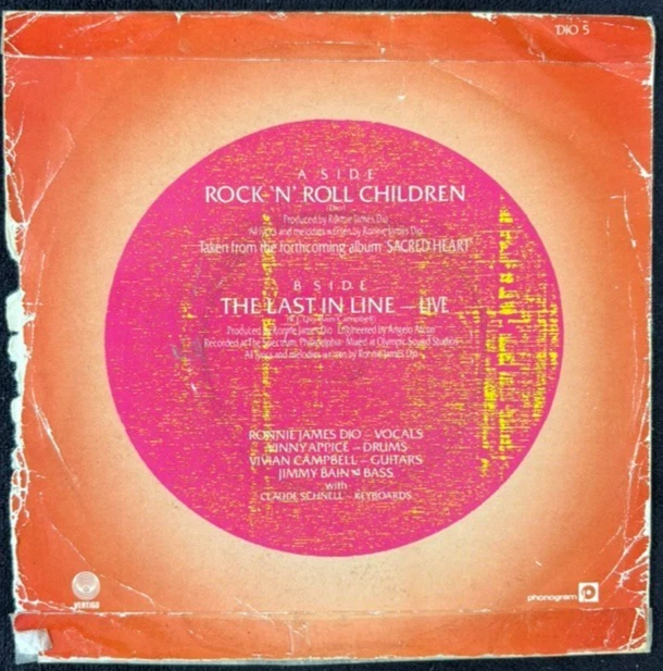 DIO 'ROCK 'N' ROLL CHILDREN' 7'' SINGLE MERCURY RECORDS DIO5 1985 UK FIRST PRESS - Image 2 of 4