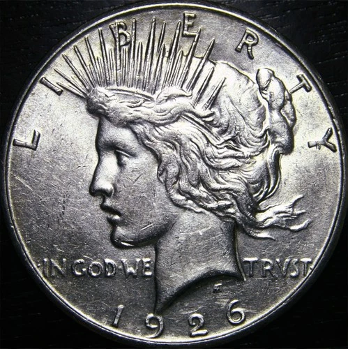 1926 S Peace Dollar 90% Silver Authentic 1$ Coin AU Details San Francisco Mint