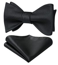 Bow Ties for Men Check Plaid Self Tie Bow Tie and Pocket One Size 01-black