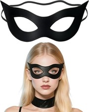 Halloween Cat Woman Mask Costume Accessories Black Cat Eye Mask for Cosplay PU