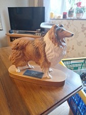 Beswick Collie Rough Dog Matt On Wooden  Base Figurine