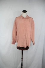 House Of Harlow 1960 Long Sleeve Button Down Shirt In Pale Peach Size M