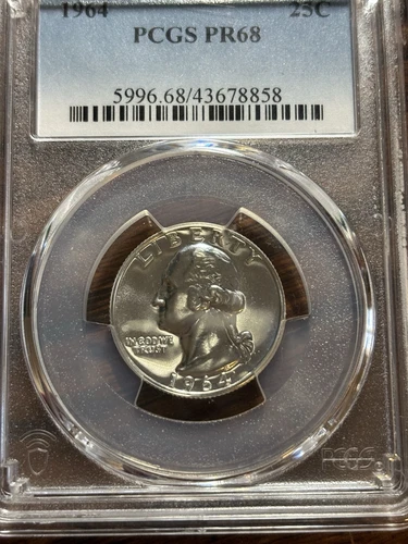 1964 P PCGS PR68 - SILVER Washington Quarter 25c US Coin