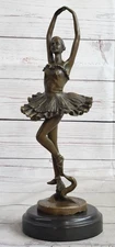 Large Signed Art Deco Tall Ballerina Dancer by Milo Bronze Sculpture Statue