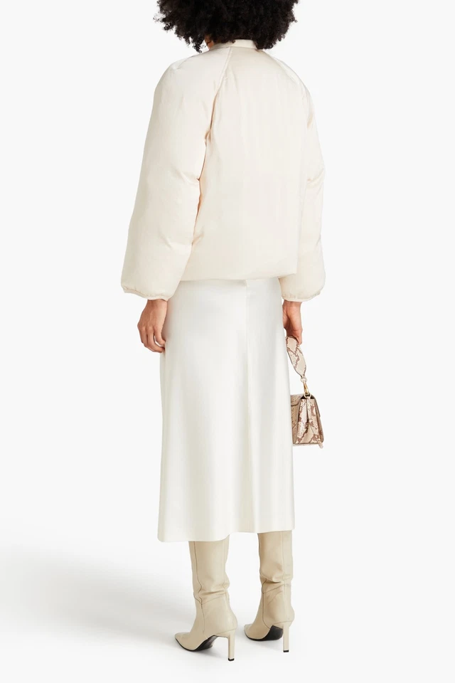 RRP €765 LOULOU STUDIO Dion Satin Bomber Jacket Size S Padded Drawcord Hem - Image 2 of 4