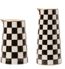 Porlien Checker Porcelain Flower Vase Home Decor Set of 2 with 5.5' High and ...