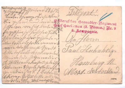 Feldpost Ak Colbergsches Grenadier Regiment Graf Gneisenau 2 Pommern Nr 9 6 Komp - Bild 1 von 2