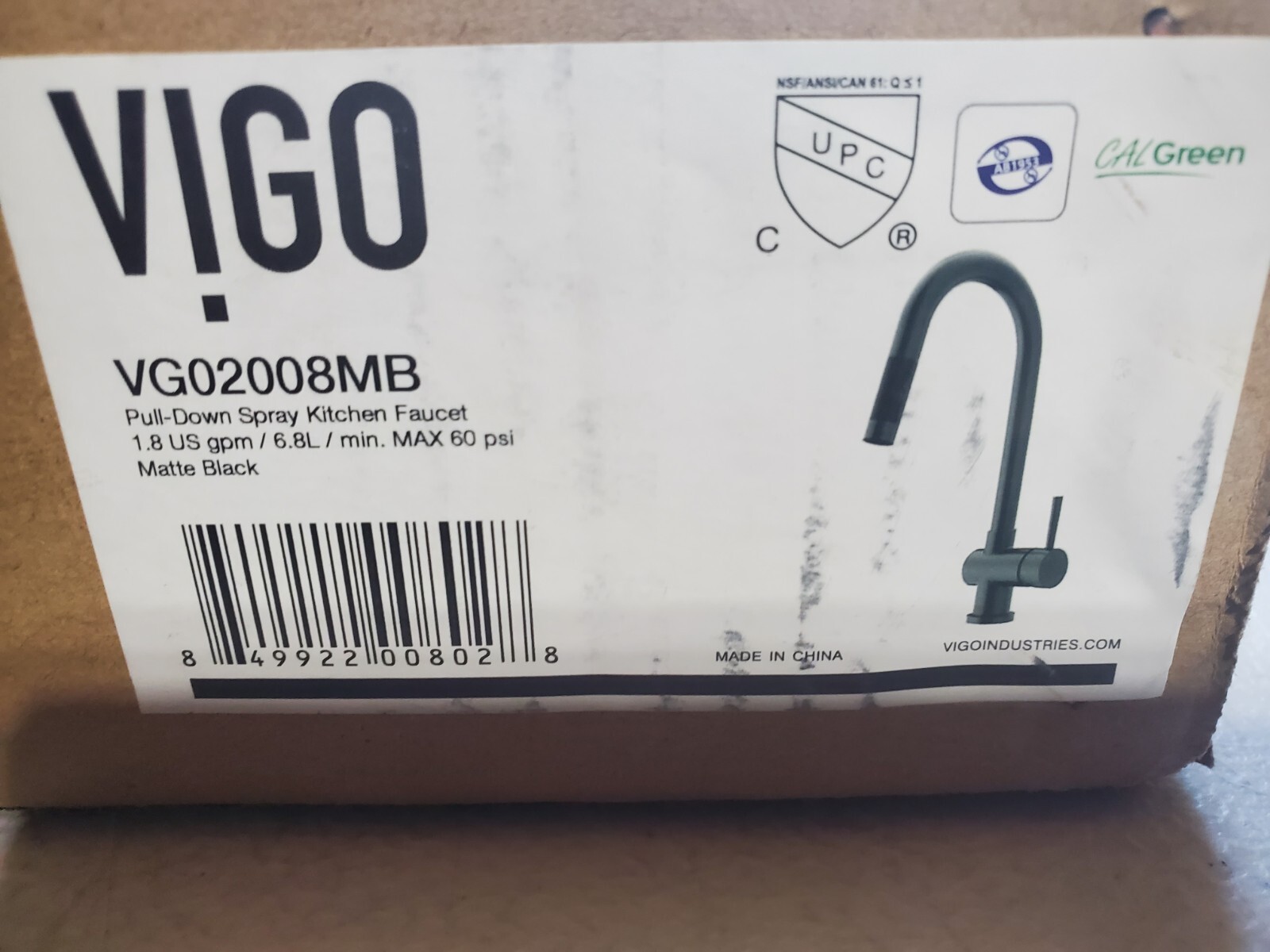 VIGO VG02008MB Gramercy Pull-Down Kitchen Faucet - Matte Black