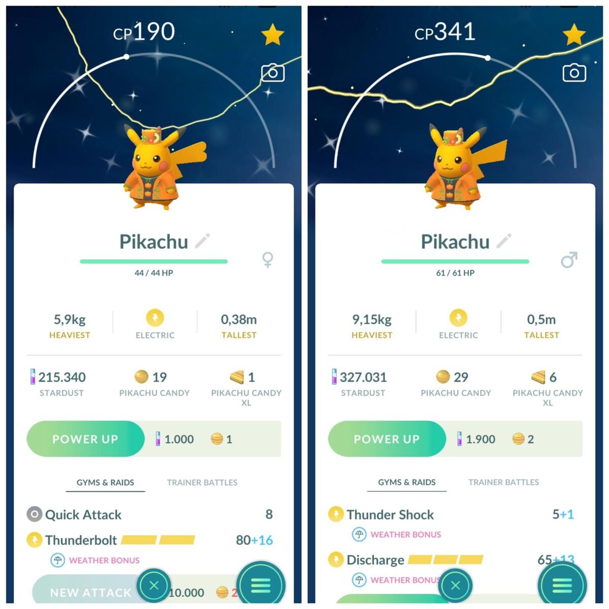 Shiny Pikachu ( Holiday Costume ) Pokemon Trade Go