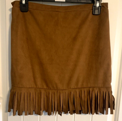 Justice Girls Fringed Skirt Sz 20 Skort Velour Cowgirl Western Core Boho Revival