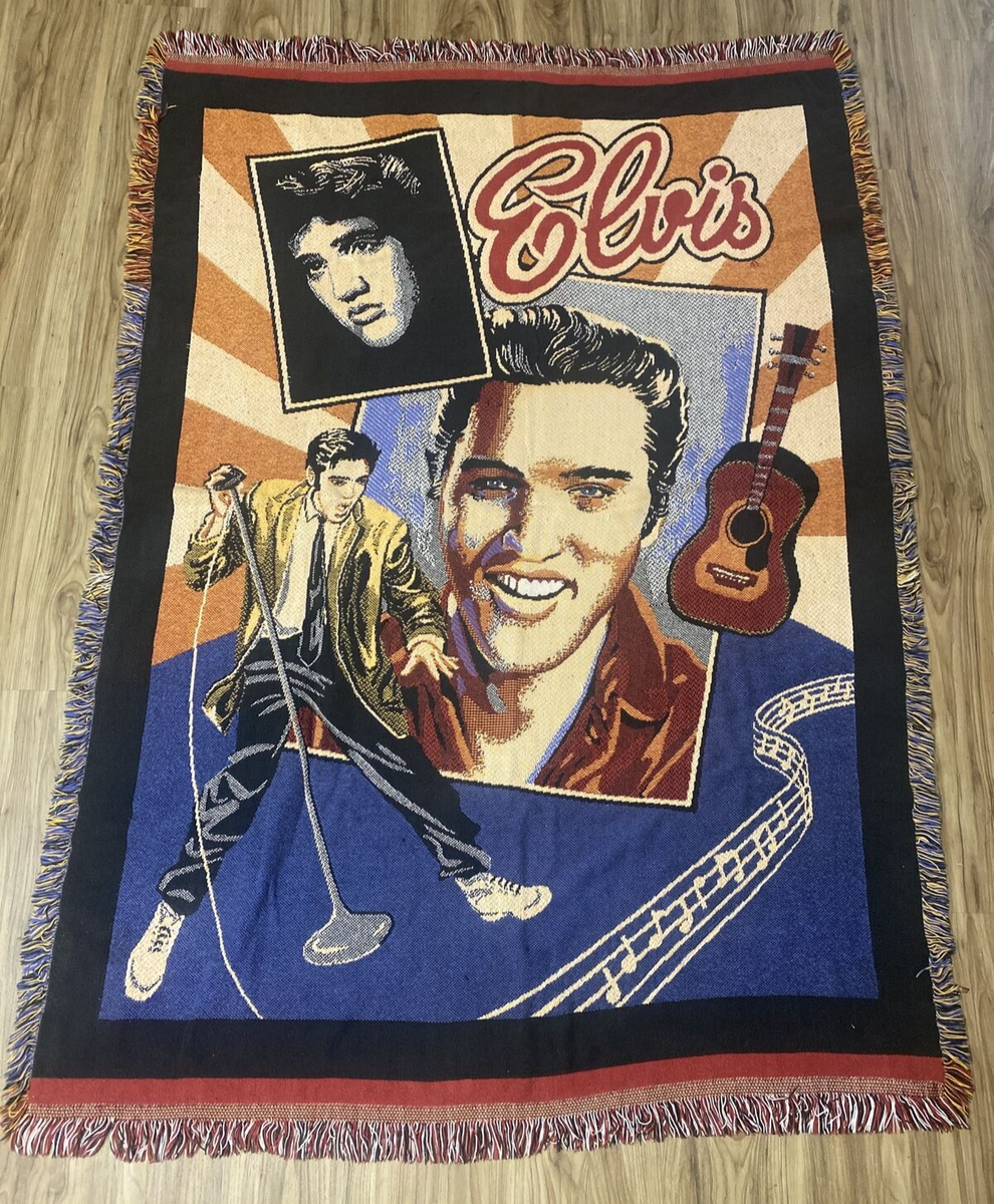 elvis出品 Elvis Presley Throw Blanket Tapestry Double Woven 48 x 70” Guitar