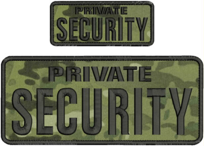 Private Security Embroidery Patch 4x10 And 2x5 VELCR@ On Back Black On ...