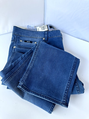New Hugo Boss Men's Jeans Pants size 36 Zip Slim Fit Relaxed Blue
