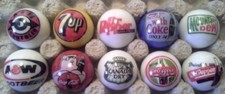 Set of 10 Soda Pop 1" Glass Logo Marbles