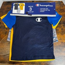 Champion Size Boys 3-Piece Active Set Size 5 Yellow Blue