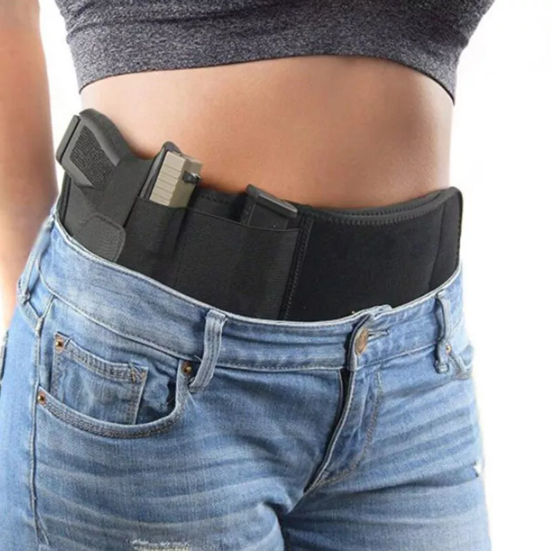 1pc Belly Gun Holster Invisible Belt Bag Concealed Carry Elastic