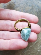 Artisan Green Adventurine Wire Wrapped Ring Handmade Raw Crystal Stone Healing