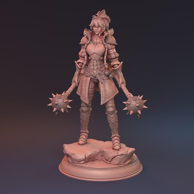 Mutige Kämpferin Miniatur Klerikerin Morgenstern Figur für Tabletop wie D&D 5e