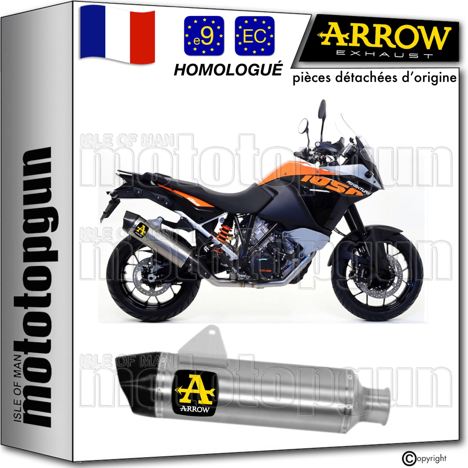 Pot echappement approuve Arrow augmentant le couple de la KTM 1050 Adventure 2016