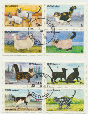 #ad CATS amp; KITTENS Complete Set of 8 Colorful Cat Topicals Staffa Scotland 1977 $1.89