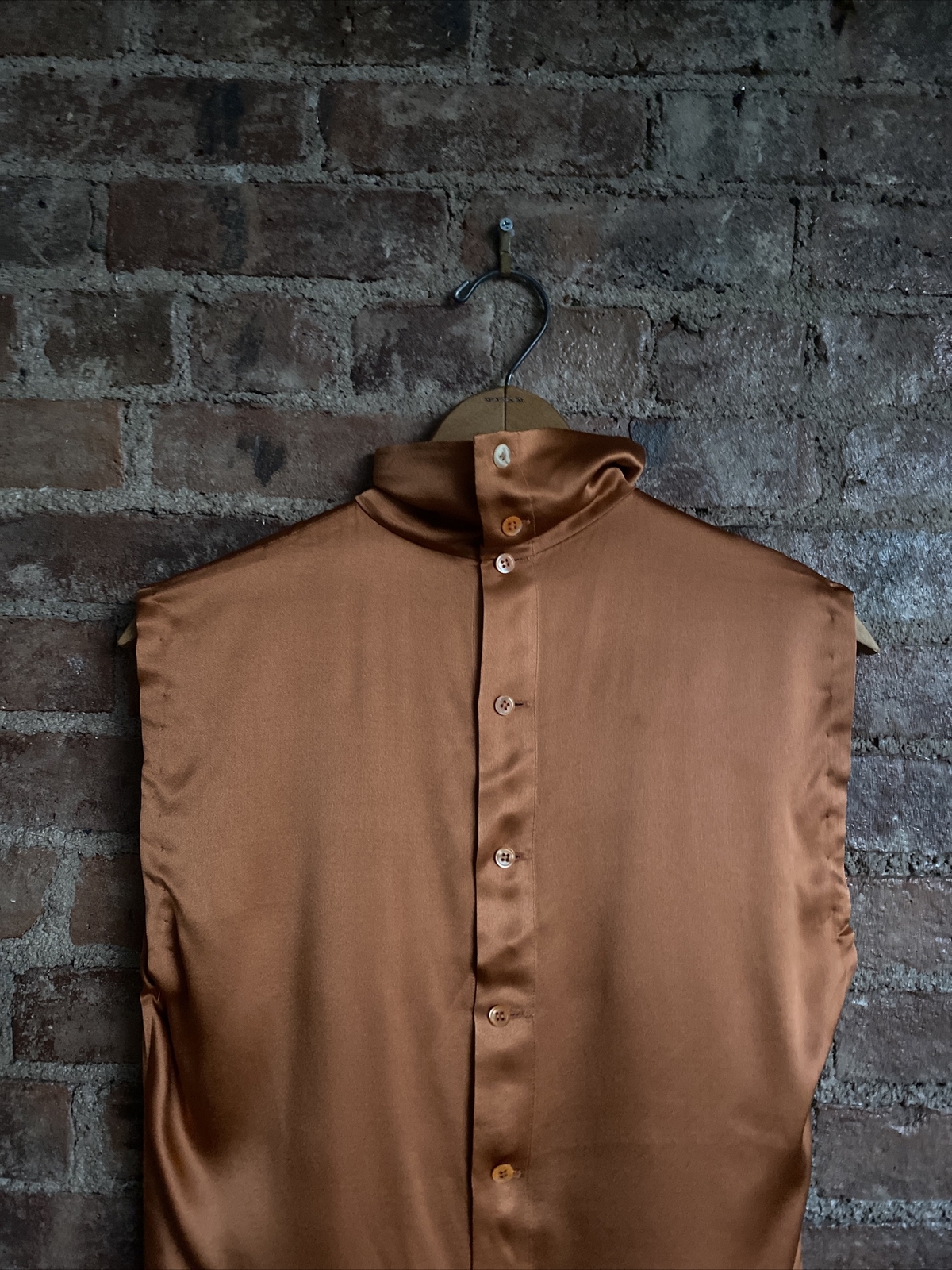 Vintage Calvin Klein Classifications Women’s Button Bk Blouse, Sz 8 Silk Copper image 5