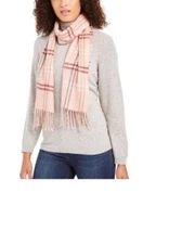 CEJON - Women's Plaid Fringe Italian Scarf, Rose(Pink), One Size - NWOT