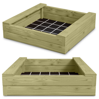 Massiver Sandkasten Bär 180x150 cm aus 6x18 Bohlen Sandkiste Sandbox Spielkasten