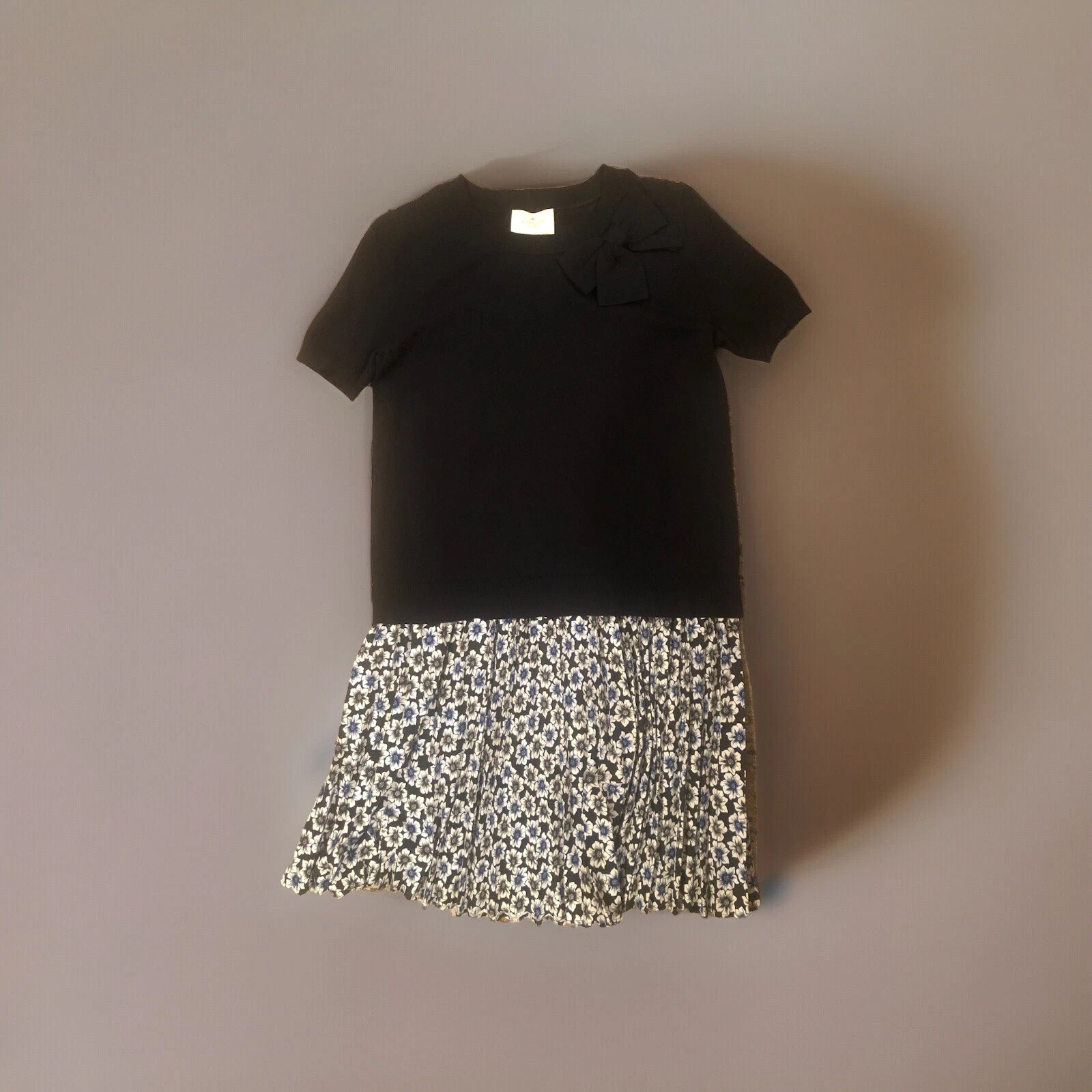 Abito gonna floreale Kate Spade Hollyhock fiocco a pieghe taglia S