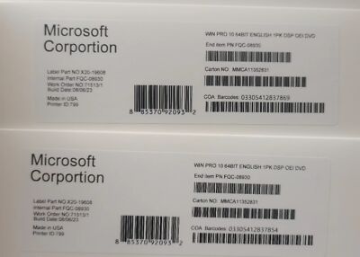 Sealed Win 10 Pro Professional 64 Bit DVD 1 PK English USA NEW FREE SHIPPING
