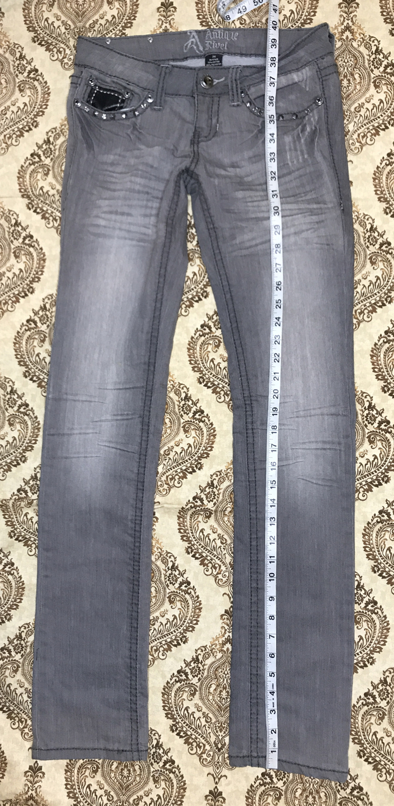 Antique Rivet Jeans Straight Leg Low Rise Women's Des… Gem