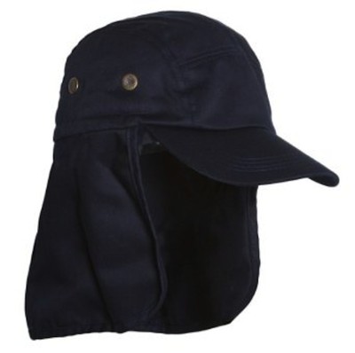 Sun Flap Hat with Neck Cover Curved Cotton Baseball Cap 10 Colors