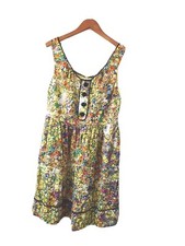 New Direction Dress Womens 16 Zipup Sleeveless Floral Lined   Cotton Embroidered
