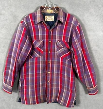 London Fog Mens Flannel Jacket Medium Plaid Wool Shirt Outdoors Vintage