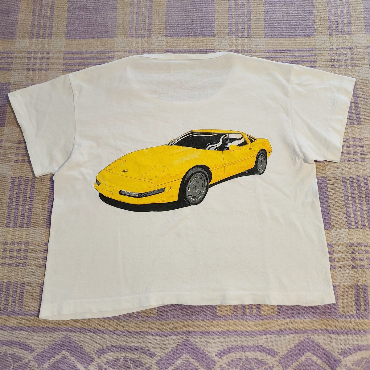 Vintage 90s Corvette T Shirt Racing Car Rare Crop Style