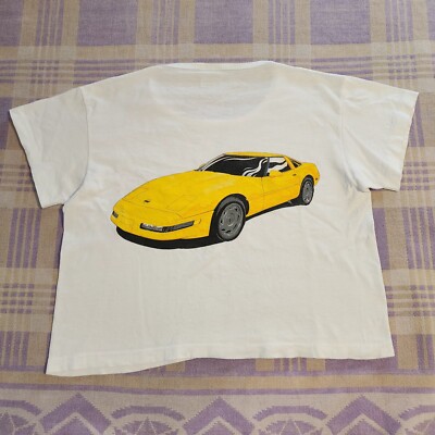 Vintage 90s Corvette T Shirt Racing Car Rare Crop Style