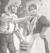 1898 Sanitas NUT BUTTER Vtg Print Ad Battle Creek,Mich~Amish Man&Wife Old Churn