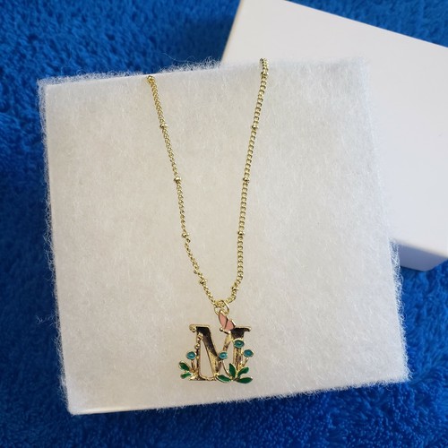 Name initial necklace, Gold Plated 