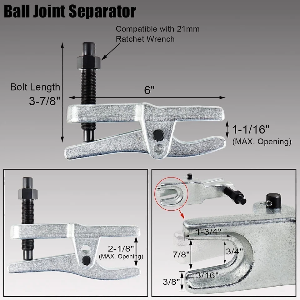 5x Front End Service Tool Kit Ball Joint Tie Rod Set Pitman Arm Puller Remover - Image 3 of 4