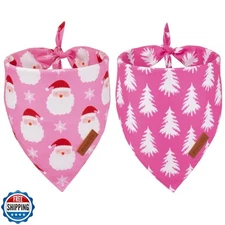 PTDECOR Christmas Dog Bandana, Reversible Holiday Xmas Pet Scarf, Multi Size,
