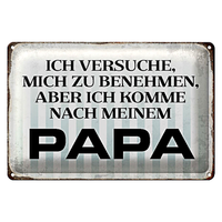 Blechschild Spruch 30X20Cm Versuche Mich Zu Benehmen Papa