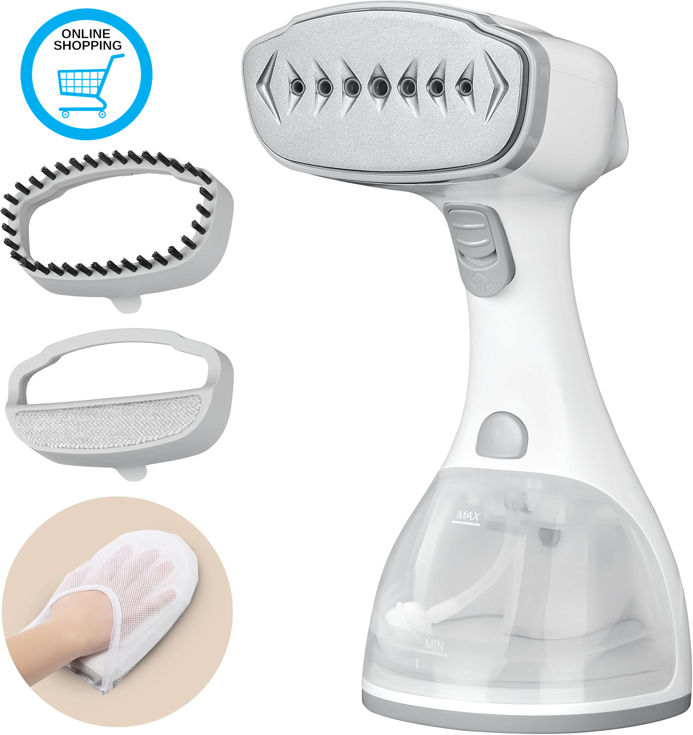 Handheld Garment Steamer Iron - 1500W & 300Ml & 2 Mode I Incl. 2 Attachments & I