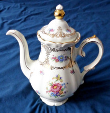 Winterling Röslau Bavaria Kaffekanne mit Blumendekor und Goldrand / unbenutzt